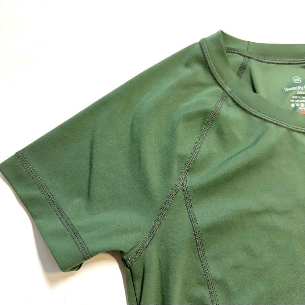 Sweaty Betty All Day Cropped Tee Shirt Olive Green Active Top Women’s Size XS - Picture 5 of 10